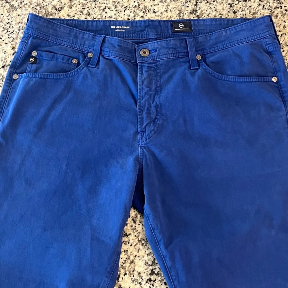 AG Adriano Goldschmied The Graduate Pants Mens 36x34 Blue Tailored Leg - Picture 6 of 14